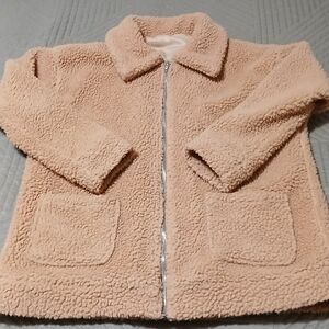 Like New Tan Teddy Jacket,Lined,Size Medium